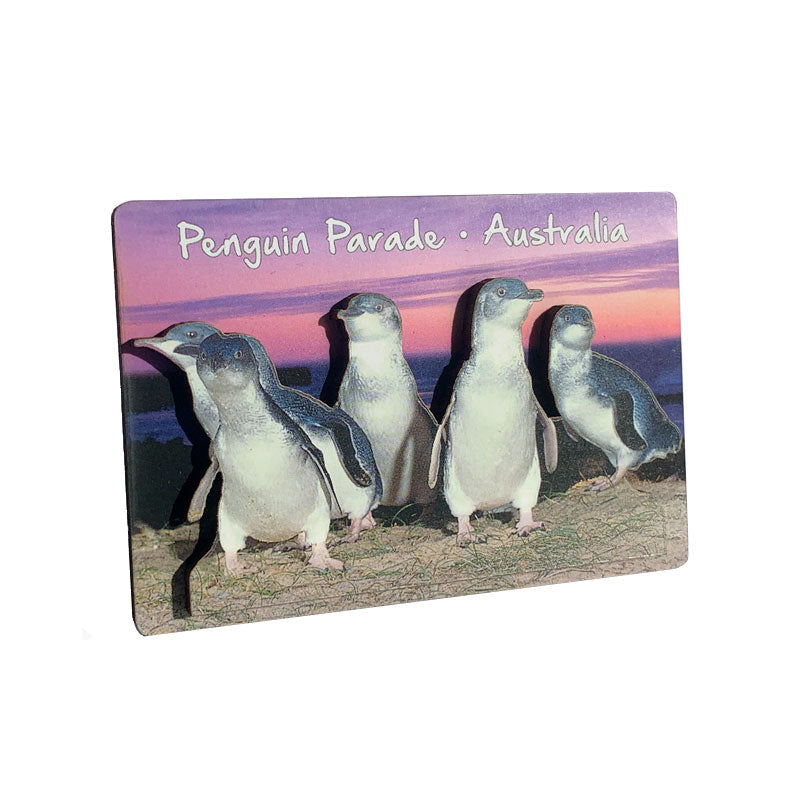 Purple Penguins - 3D Wooden Magnet