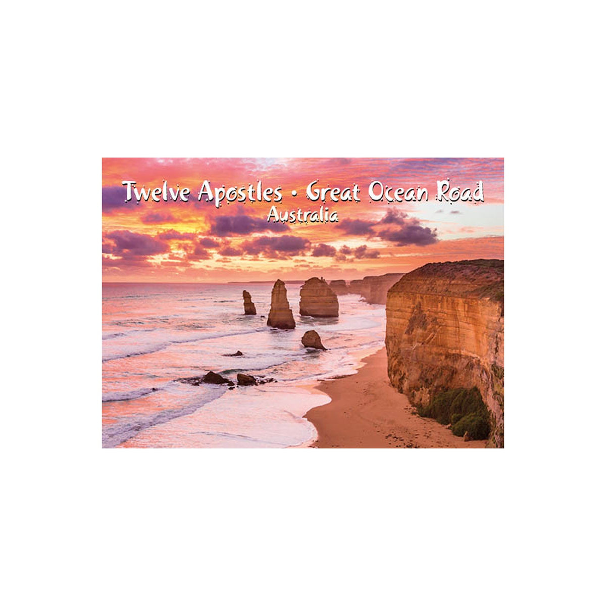 12 Apostles Pink Sunset - Metal Magnet