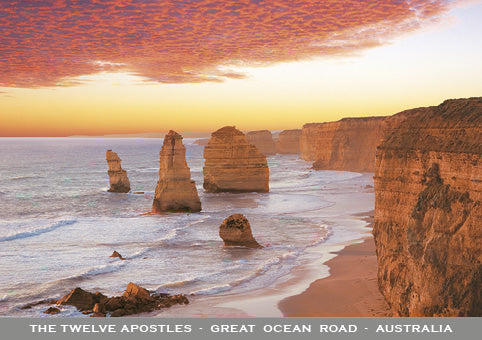 12 Apostles - Red Sunset - Continental Postcard