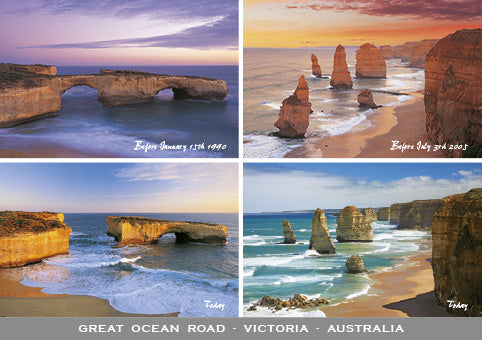 12 Apostles - Before & After - Continental Postcard