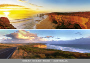 12 Apostles - 2 Scene Sunset - Continental Postcard
