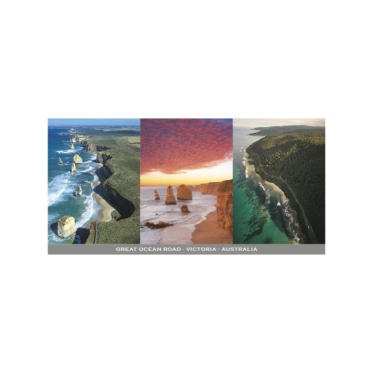 Great Ocean Road - 3 Scene - Panoramic Postcard