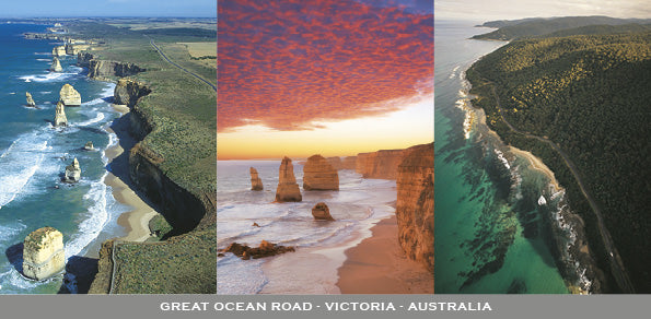 Great Ocean Road - 3 Scene - Panoramic Postcard