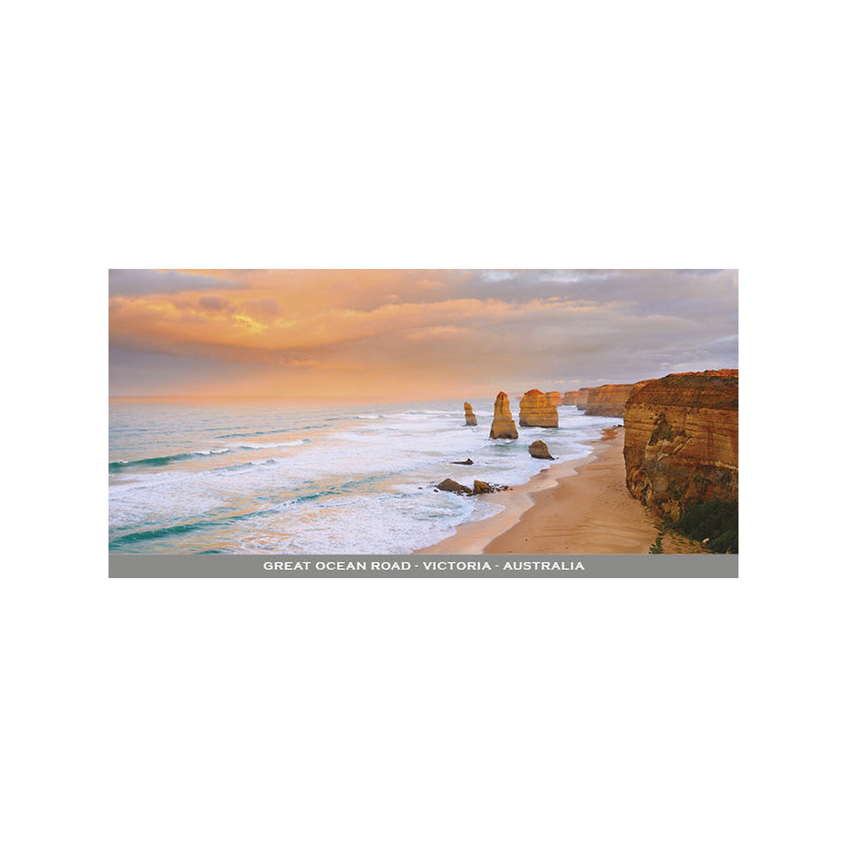 12 Apostles - Yellow Sunset - Panoramic Postcard