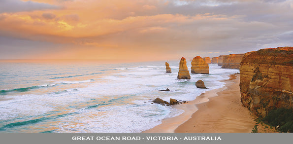 12 Apostles - Yellow Sunset - Panoramic Postcard