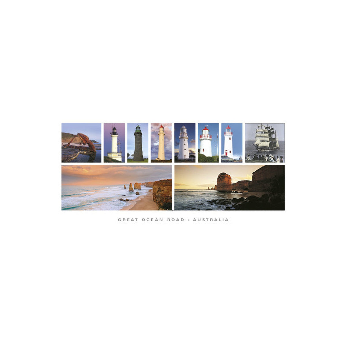 10 scene Ocean Road - Panoramic Framer Postcard