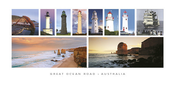 10 scene Ocean Road - Panoramic Framer Postcard