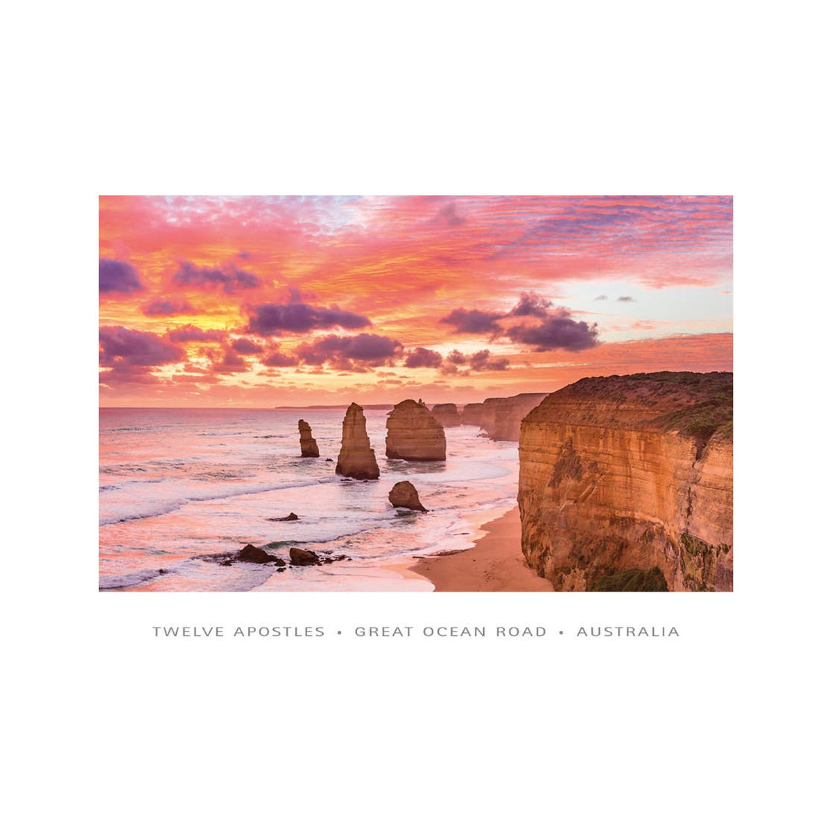 12 Apostles Pink Sunset - CF Postcard