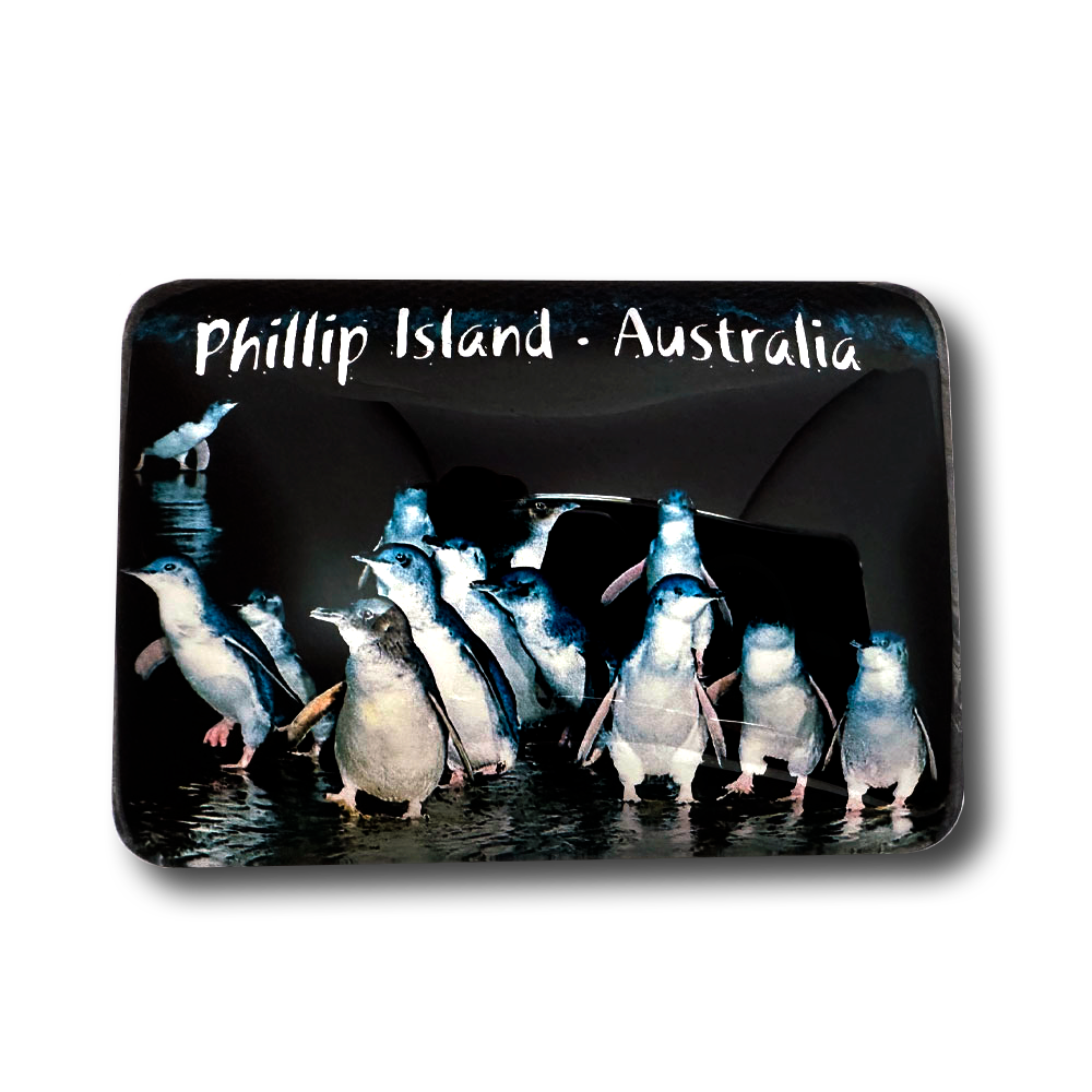 Penguins waters edge - Glass Magnet
